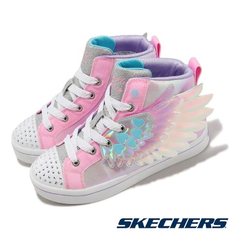 Skechers 斯凱奇 童鞋 S Lights-Twi-Lites 2 中筒 燈鞋 紫 粉紅 發光 閃燈 翅膀 亮粉 314453LPKMT