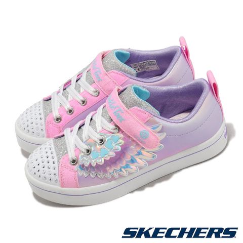 Skechers 斯凱奇 童鞋 S lights-Twi-Lites 2 中童 燈鞋 紫 粉紅 發光 閃燈 翅膀 魔鬼氈 314454LPKMT