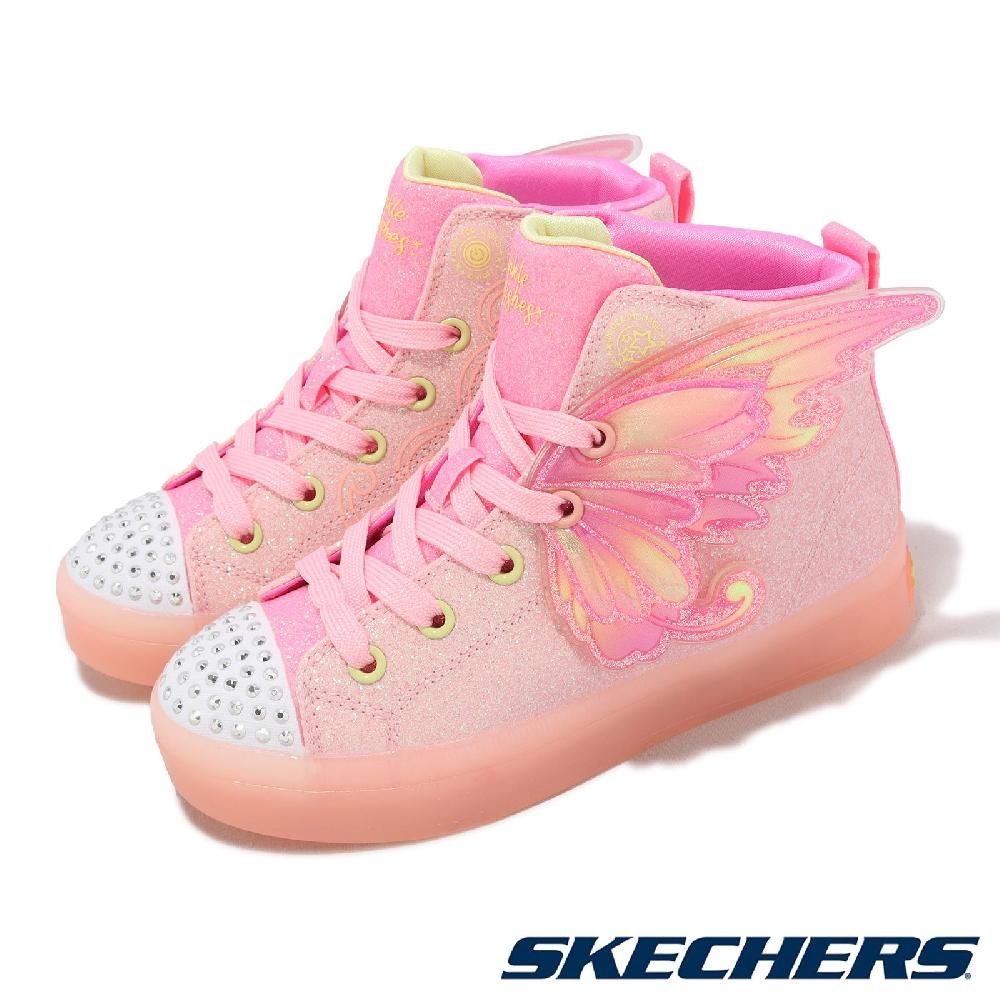 SKECHERS  斯凱奇 童鞋 S Lights-Twi-Lites 2.0 中童 粉 翅膀 閃燈 燈鞋 小朋友 高筒 314350LLPMT