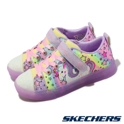 SKECHERS 斯凱奇 童鞋 S Lights-Twinkle sparks Ice 紫 獨角獸 發光 燈鞋 小朋友 中童 314783LLVMT