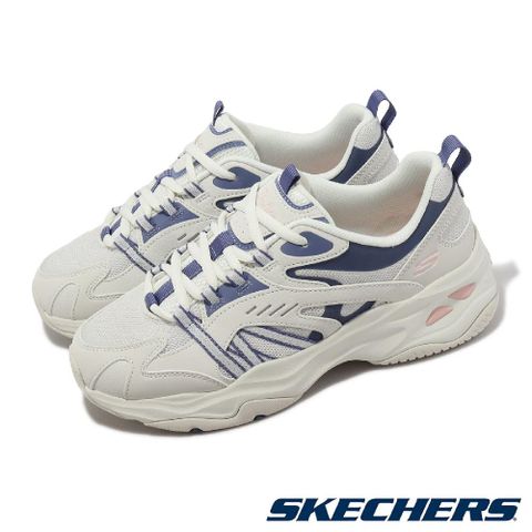 Skechers 斯凱奇 休閒鞋 D Lites 4.0 女鞋 米白 藍 拼接 固特異大底 復古 記憶鞋墊 老爹鞋 896205NTBL