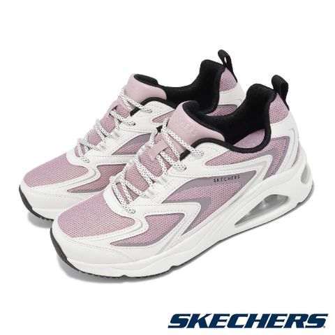 Skechers 斯凱奇 休閒鞋 Tres-Air Uno 女鞋 白 紫 避震 透氣 氣墊 記憶鞋墊 厚底 運動鞋 177424WLV