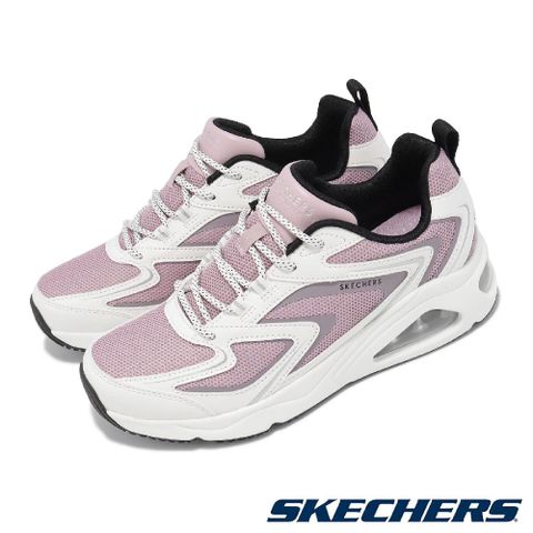 SKECHERS 斯凱奇 休閒鞋 Tres-Air Uno 女鞋 白 紫 避震 透氣 氣墊 記憶鞋墊 厚底 運動鞋 177424WLV