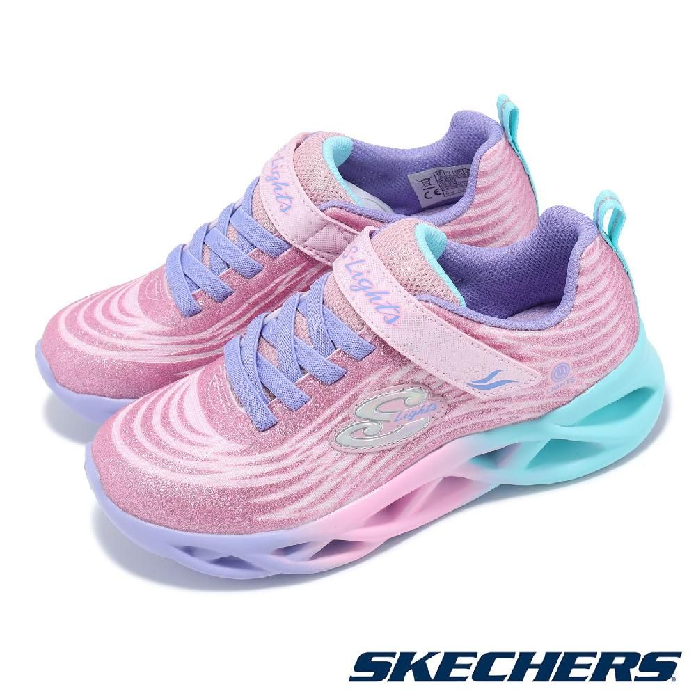 SKECHERS  斯凱奇 燈鞋 S Lights-Twisty Brights 中童鞋 粉 小朋友 魔鬼氈 休閒鞋 發光 302325LPKMT