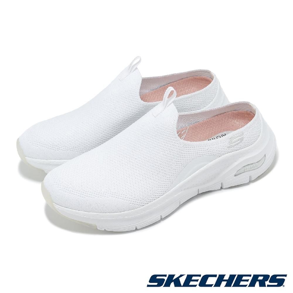 SKECHERS  斯凱奇 懶人鞋 Arch Fit-Keep It Light 女鞋 白 銀 支撐 無鞋帶 健走鞋 穆勒鞋 149774WSL