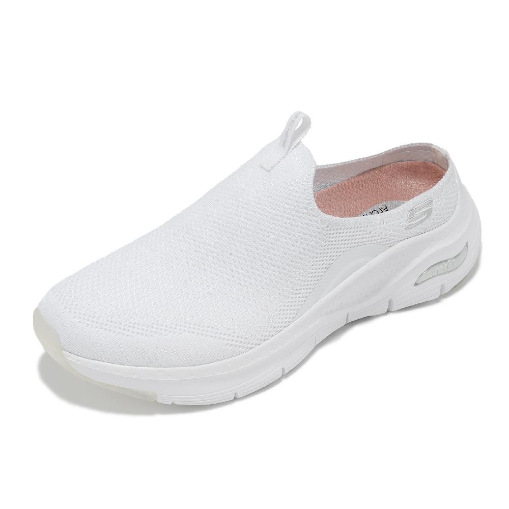 SKECHERS  斯凱奇 懶人鞋 Arch Fit-Keep It Light 女鞋 白 銀 支撐 無鞋帶 健走鞋 穆勒鞋 149774WSL