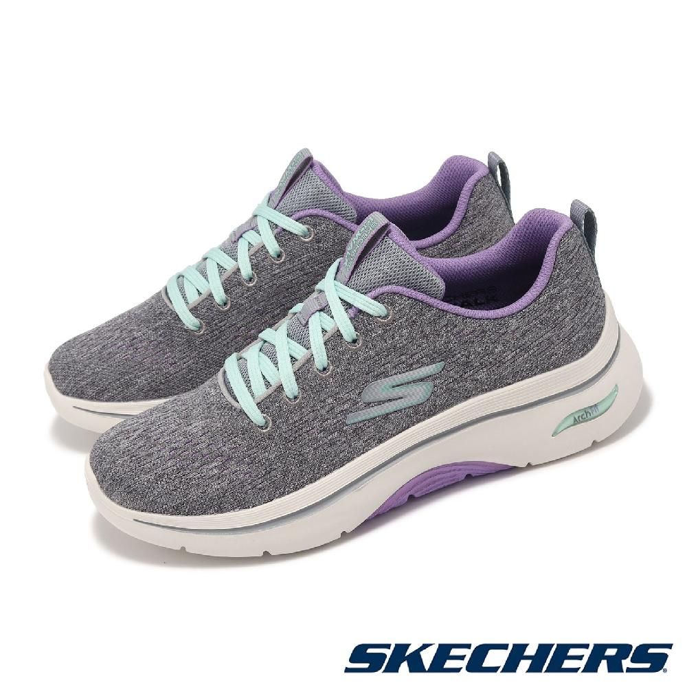 SKECHERS  斯凱奇 休閒鞋 Go Walk Arch Fit 2.0 女鞋 灰 紫 輕量 緩震 回彈 健走鞋 運動鞋 125311GYLV