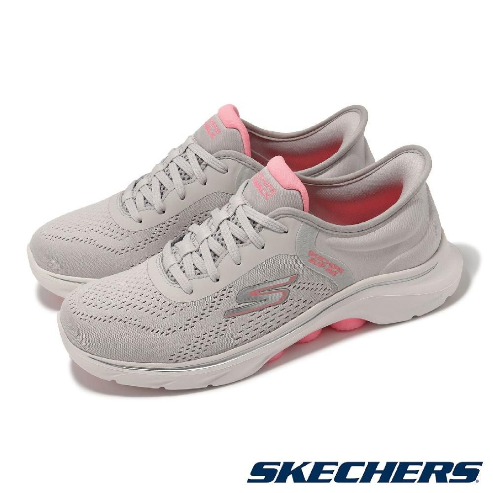 SKECHERS  斯凱奇 休閒鞋 Go Walk 7-Valin Slip-Ins 女鞋 灰 粉 避震 透氣 套入式 健走鞋 125233GYPK