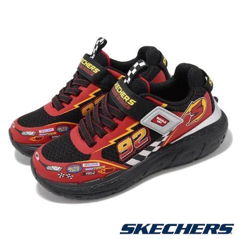 SKECHERS 斯凱奇 休閒鞋 Skech Tracks 中童 紅 黑 網布 魔鬼氈 透氣 小朋友 賽車 運動鞋 402303LBKRD