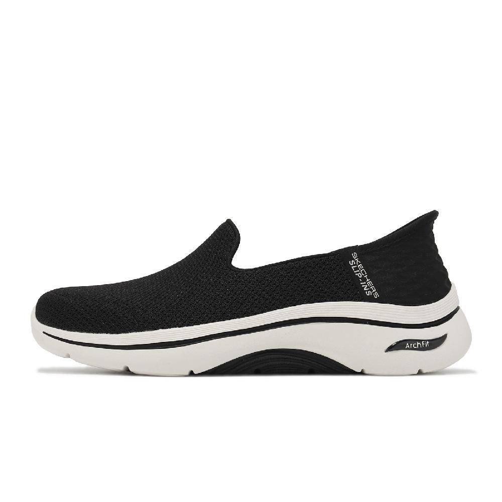 SKECHERS  斯凱奇 休閒鞋 Go Walk Arch Fit 2.0 Slip-Ins 女鞋 寬楦 黑白 套入式 懶人鞋 125315WBKW