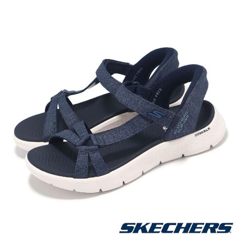 Skechers 斯凱奇 涼鞋 Go Walk Flex Sandal-ILLUMINATE Slip-Ins 女鞋 藍 白 避震 輕量 涼拖鞋 141481NVY