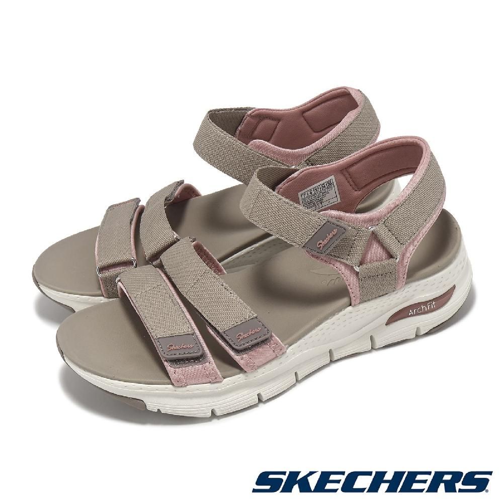 SKECHERS  斯凱奇 涼鞋 Arch Fit-Fresh Bloom 女鞋 棕 粉 魔鬼氈 支撐 涼拖鞋 休閒鞋 119305TPPK