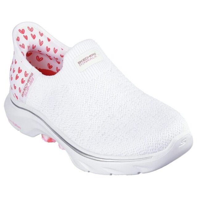 SKECHERS  Go Walk 7 James Goldcrown [125239WPK] 女 健走鞋 聯名 愛心 白粉