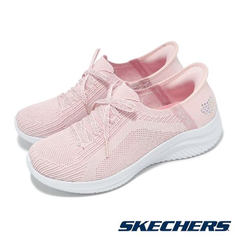 SKECHERS 斯凱奇 休閒鞋 Ultra Flex 3.0-Heart Me Slip-Ins 女鞋 粉白 套入式 健走鞋 150177LTPK