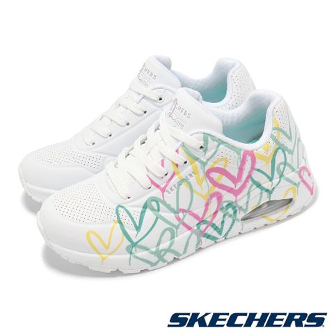 SKECHERS 斯凱奇 x James Goldcrown 休閒鞋 Uno-Changed Love 女鞋 白彩 氣墊 厚底 177982WMLT