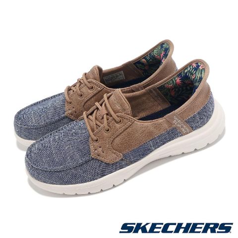 SKECHERS 斯凱奇 馬克縫帆船鞋 On-The-Go Flex-Coastal Sky Slip-Ins 女鞋 藍 健走 138215NVW