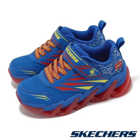 SKECHERS 斯凱奇 x DC 兒童燈鞋 S Light-Mega-Surge 中童 藍紅 發光 閃燈 魔鬼氈 小朋友 407108LBLMT