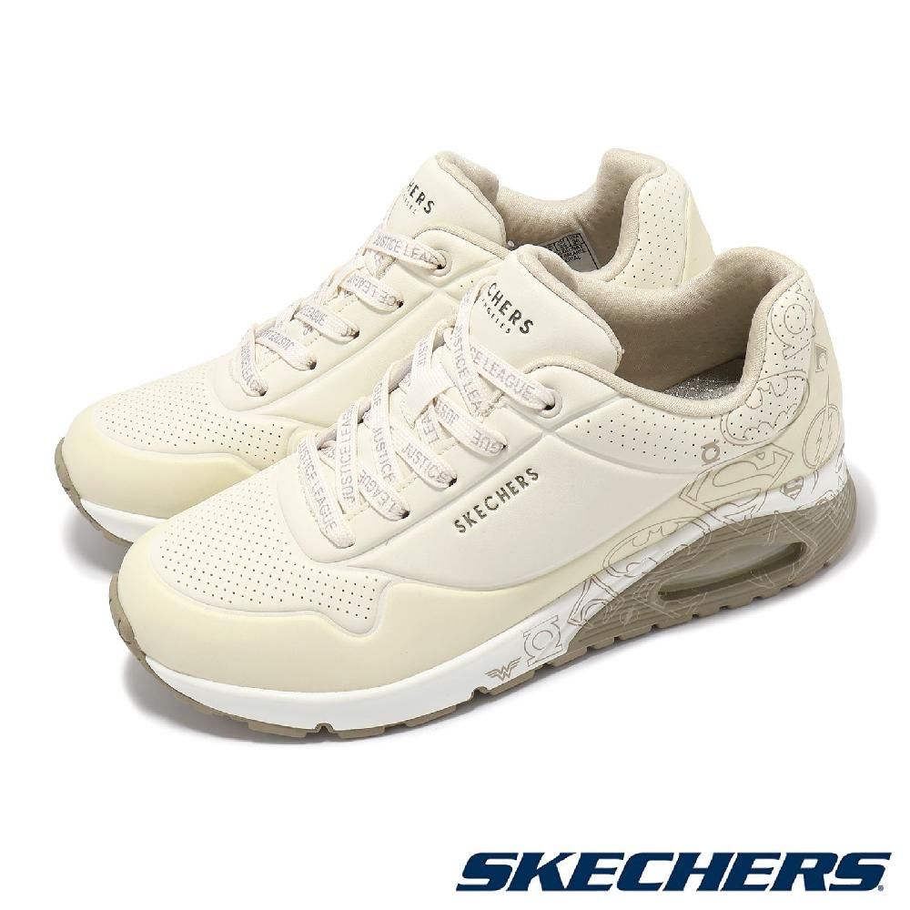 SKECHERS 斯凱奇  斯凱奇 x DC 休閒鞋 UNO-Justice League 女鞋 米白 聯名 氣墊 緩衝 800018NAT