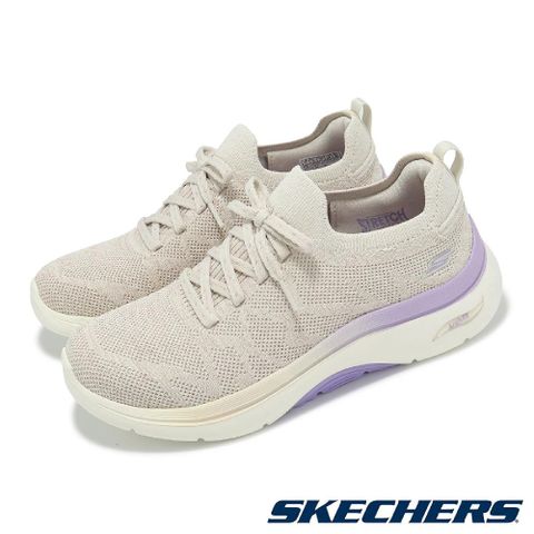 SKECHERS Skechers 斯凱奇 休閒鞋 Go Walk Arch Fit 2.0-BEL 女鞋 米白 紫 雙密度 支撐 健走鞋 125320NTPR