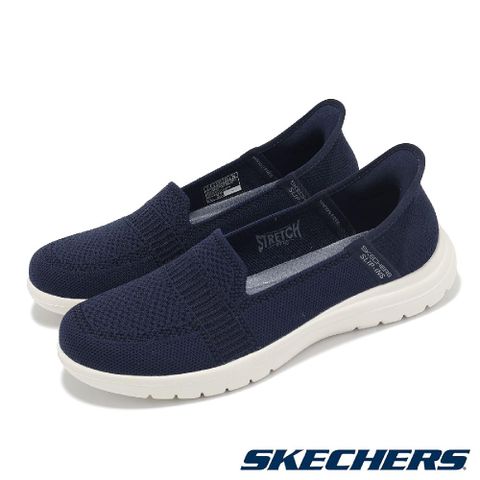 SKECHERS Skechers 斯凱奇 休閒鞋 On-The-Go Flex-Camellia Slip-Ins 女鞋 藍白 套入式 樂福鞋 138181NVY