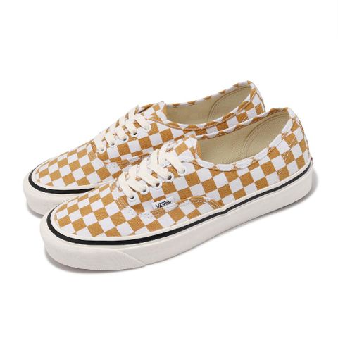 VANS 範斯 休閒鞋 Authentic 44 DX 男鞋 女鞋 白 棕 帆布 棋盤格 低筒 經典 板鞋 情侶鞋 VN0A7Q5CBLS