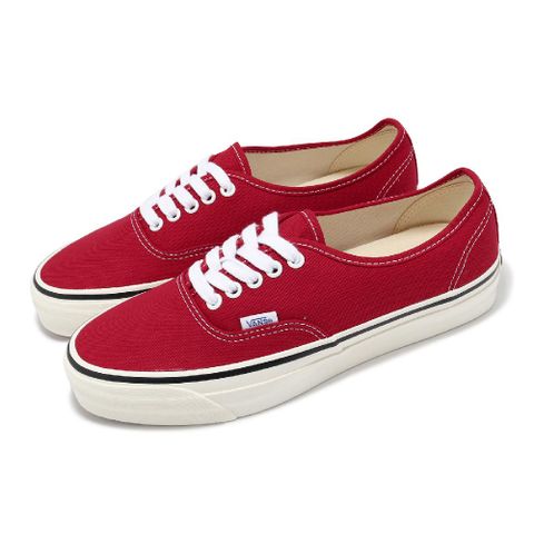 VANS 範斯 休閒鞋 Authentic Reissue 44 男鞋 女鞋 紅 白 帆布 低筒 板鞋 情侶鞋 VN000CQABOP