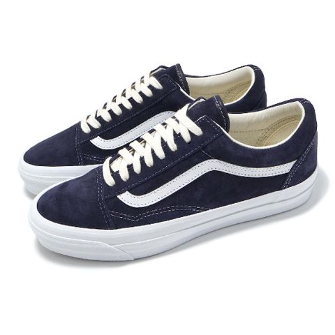 VANS 範斯 休閒鞋 Old Skool 36 男鞋 藍 白 Lx Pig Suede 麂皮 鬆餅格紋 板鞋 VN000CNGCIE