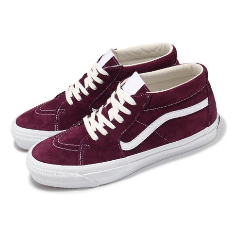 VANS 範斯 休閒鞋 Sk8-Mid Reissue 83 男鞋 紫白 Premium 中筒 麂皮 鬆餅格紋 板鞋 VN000CQQ4QU