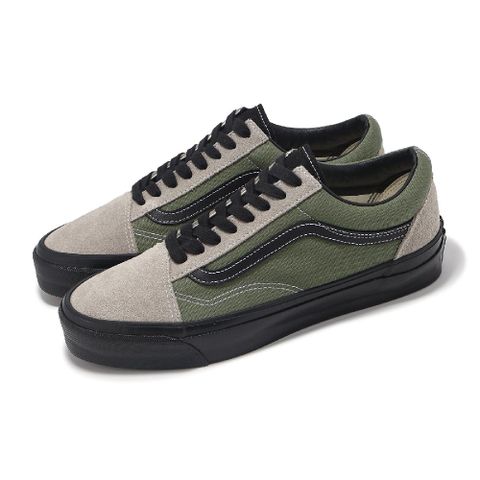 VANS 範斯 休閒鞋 Old Skool 36 男鞋 米白 綠 Premium 麂皮 經典 鬆餅格紋 板鞋 VN000CQDCL3