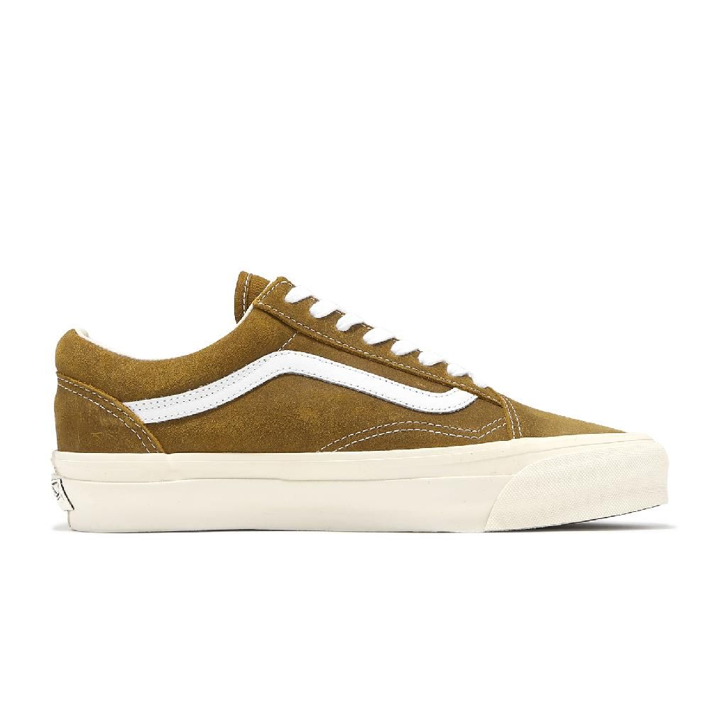 VANS  範斯 休閒鞋 Old Skool 36 男鞋 棕 白 皮革 鬆餅格紋 板鞋 運動鞋 VN000CNG1M7