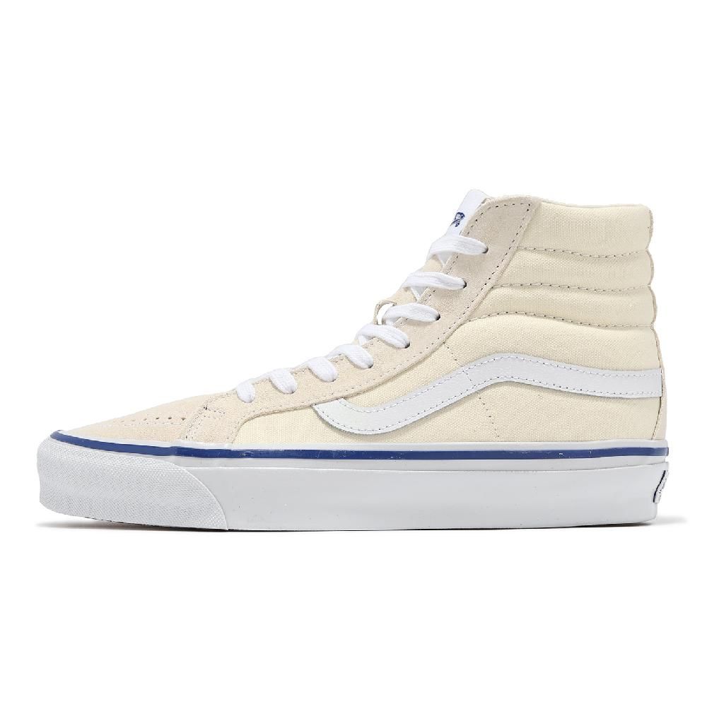 VANS  範斯 休閒鞋 Sk8-Hi Reissue 38 男鞋 米白 藍 拼接 帆布 麂皮 高筒 VN000CR0OFW