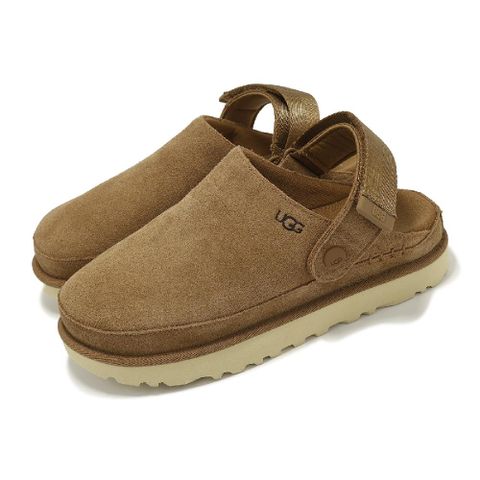 UGG 拖鞋 Goldenstar Clog 女鞋 棕 麂皮 魔鬼氈 可調節 休閒鞋 1138252CHE