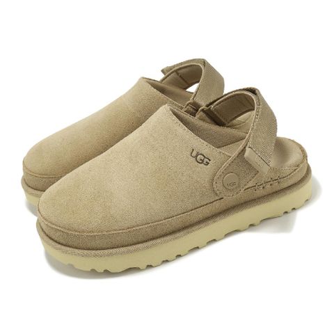 UGG 拖鞋 Goldenstar Clog 女鞋 米白 卡其 麂皮 魔鬼氈 可調節 休閒鞋 1138252SAN