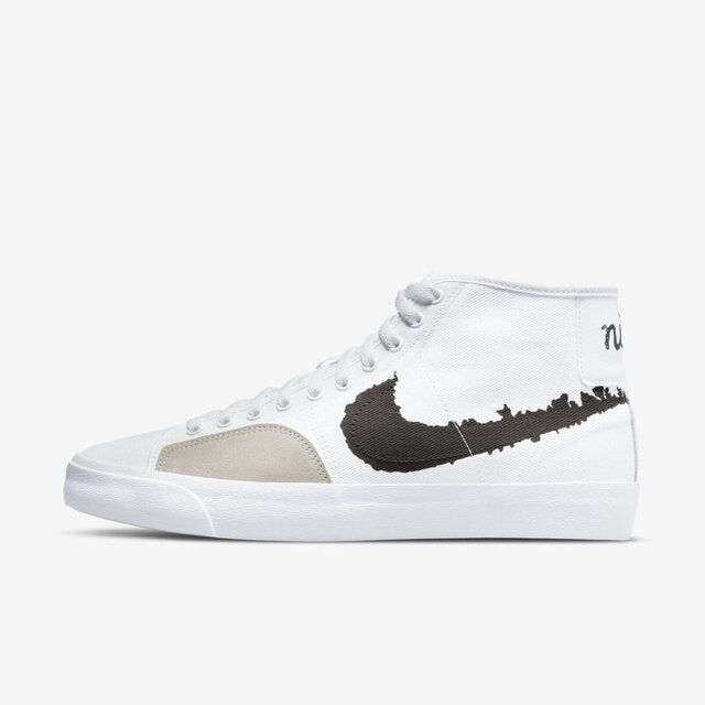 Nike SB Blazer Court Mid PRM [DM8553-100] 男滑板鞋休閒帆布中筒白黑