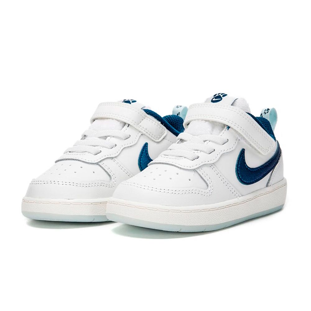 NIKE】COURT BOROUGH LOW 2 SE (TDV) 休閒鞋嬰幼白藍色-DQ5981100