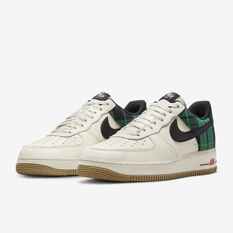 【NIKE】AIR FORCE 1 07 LX 休閒鞋 男鞋 格紋 米白綠 -DV0791100