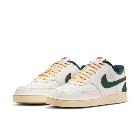 【NIKE】NIKE COURT VISION LO 休閒鞋 男鞋 皮革 麂皮 米白綠-FD0320133