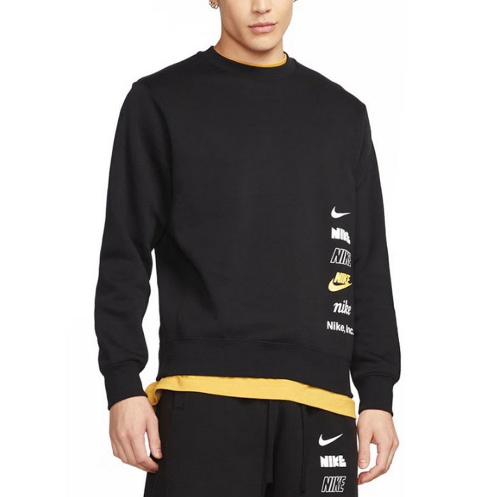NIKE 耐吉 AS M NK CLUB + BB CREW MLOGO 長袖上衣 男 黑色-DX0782010