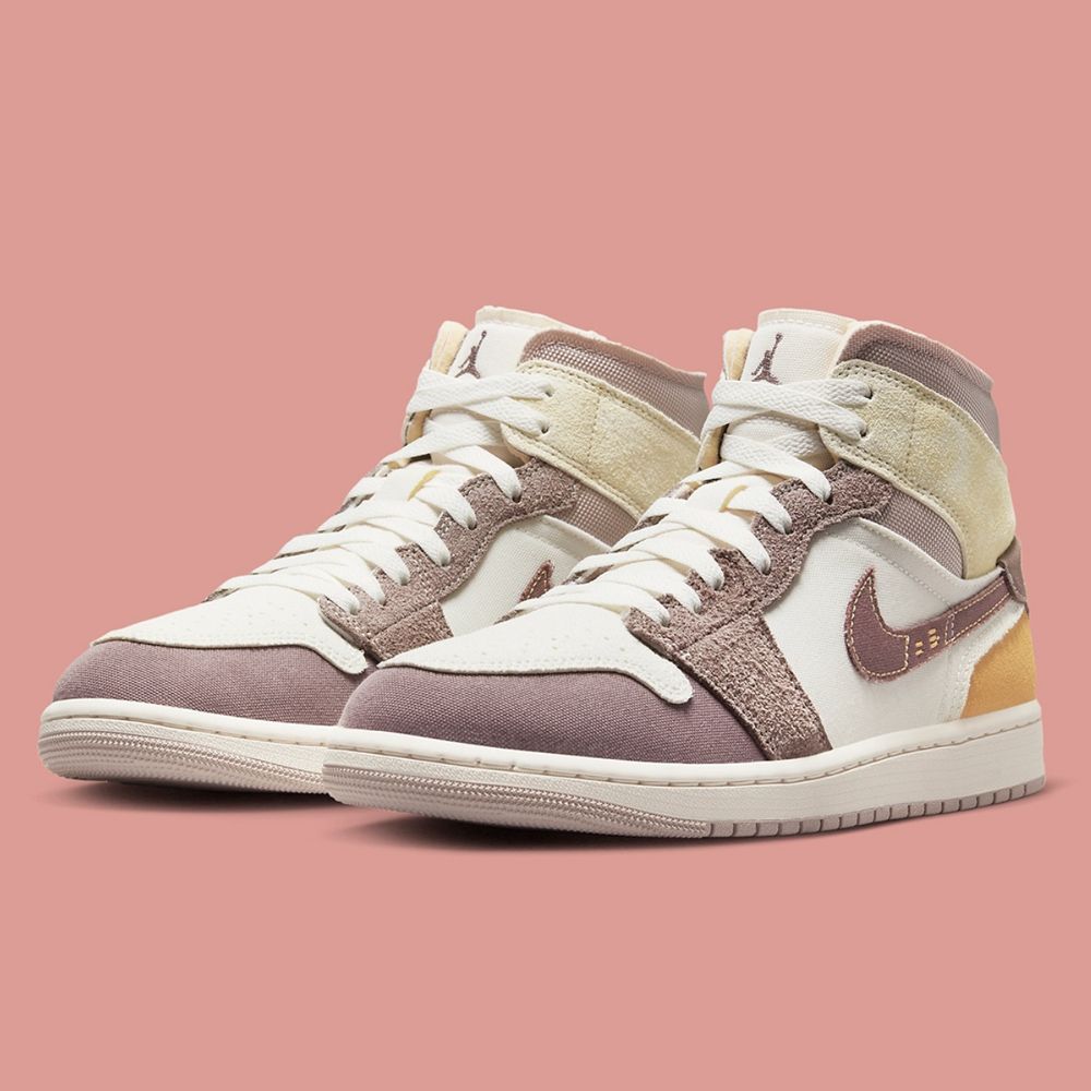 NIKE 耐吉 AIR JORDAN 1 MID SE CRAFT 籃球鞋 男鞋 米白 可可棕-DM9652102