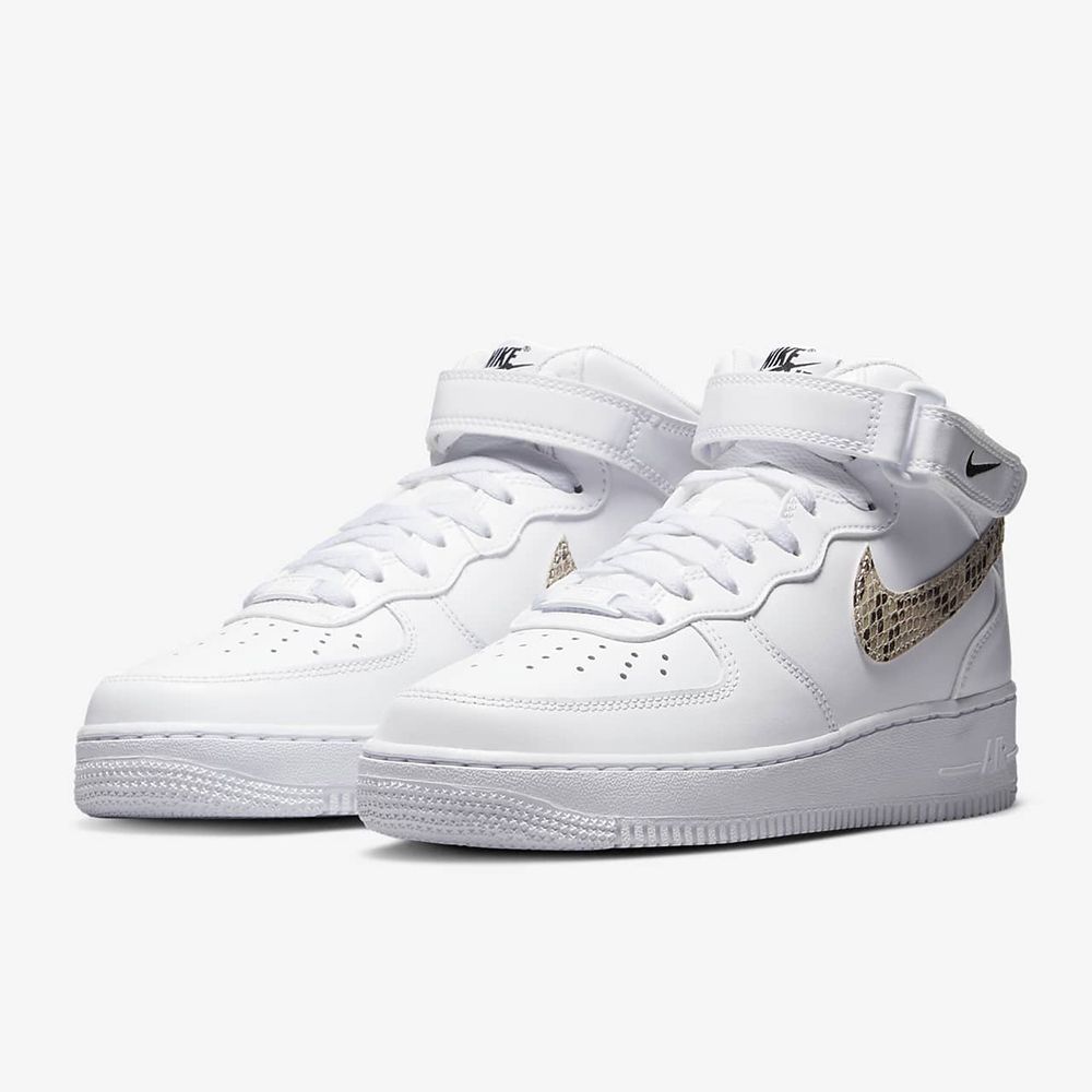 NIKE 耐吉 WMNS AIR FORCE 1 07 MID 休閒鞋 女鞋 蛇紋 白-DD9625101