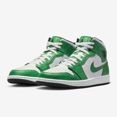 NIKE 耐吉 AIR JORDAN 1 MID 籃球鞋 男鞋 綠白-DQ8426301