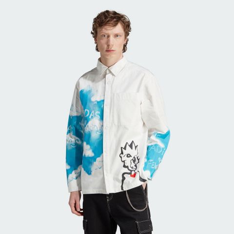 ADIDAS 愛迪達 FEWO LS SHIRT 長袖上衣 男 白藍-IJ0618