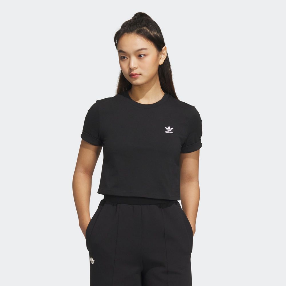 Adidas logo crop top sale