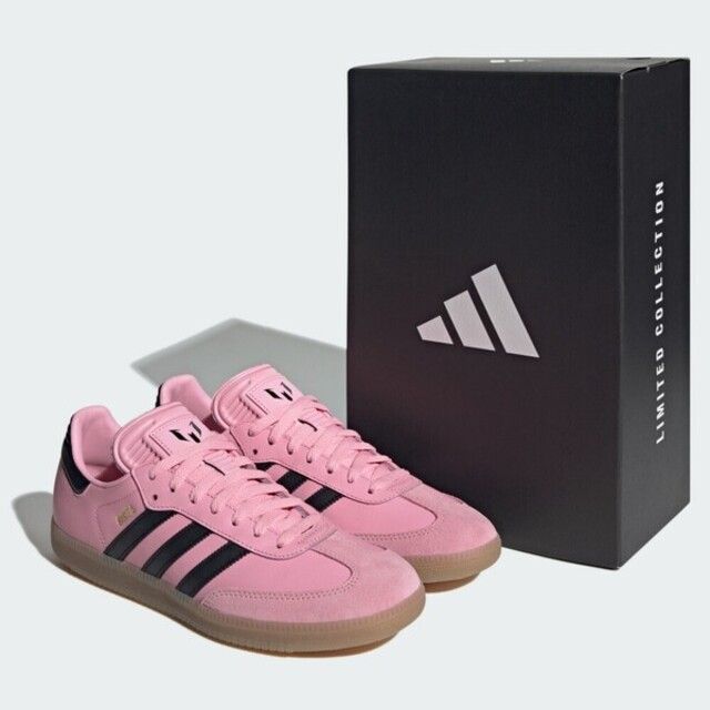 adidas Originals Adidas Samba Messi Miami IH8158 男女 休閒鞋 經典 復古 聯名款 芭比粉 黑