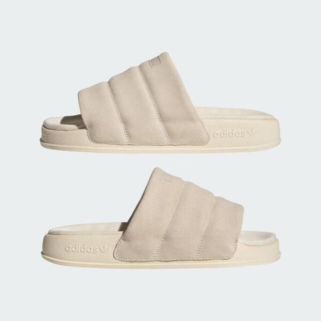 adidas Originals Adidas Adilette Essential W IE9648 女 涼拖鞋 經典 休閒 三葉草 麂皮 穿搭 米