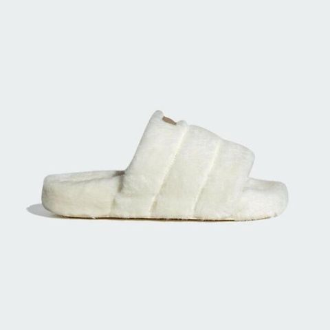 adidas Originals Adidas Adilette Essential W IF3965 女 涼拖鞋 厚底 毛絨絨 保暖 三葉草 白