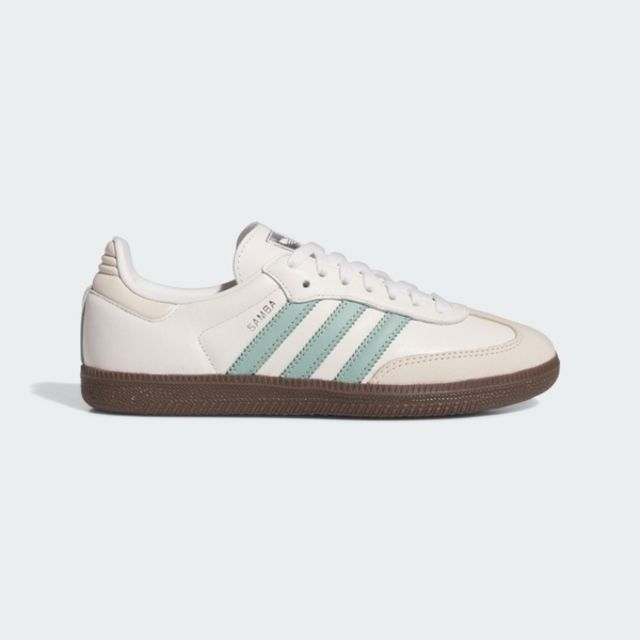 adidas Originals Adidas Samba OG W IH2752 女 休閒鞋 經典 三葉草 復古 德訓鞋 膠底 米白 藍綠