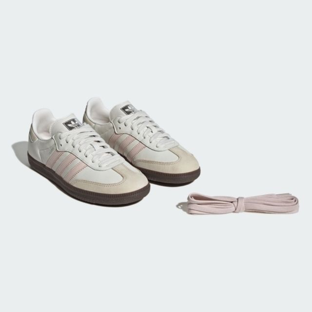 adidas Originals Adidas Samba OG W [IH2751] 女 休閒鞋 經典 三葉草 復古 德訓鞋 膠底 米白 石英粉