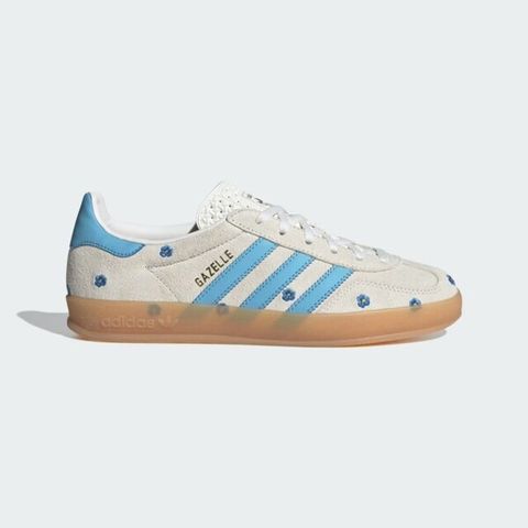 adidas Originals Adidas Gazelle Indoor W [IF4491] 女 休閒鞋 運動 復古 德訓鞋 刺繡 小花 米色 淺藍