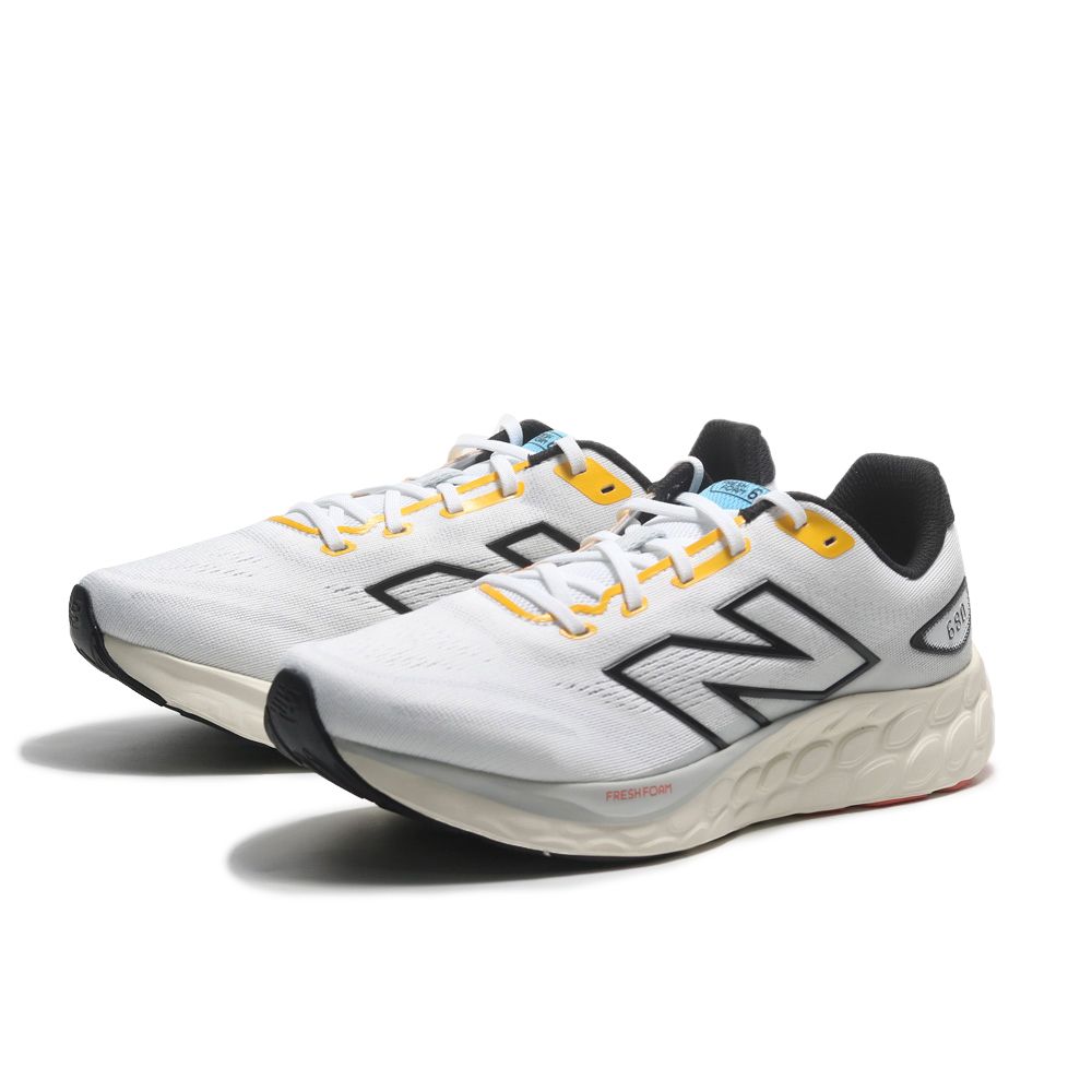 NEW BALANCE  慢跑鞋 FRESH FOAM 白黑黃 2E寬楦 運動 男 M680LW8